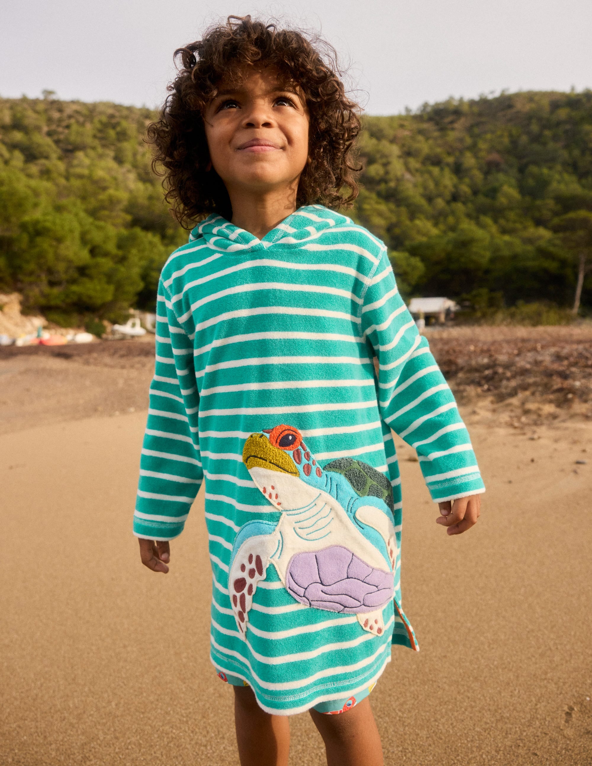 Poncho en éponge à appliqué-Tortue bleu aigue-marine - Image 4
