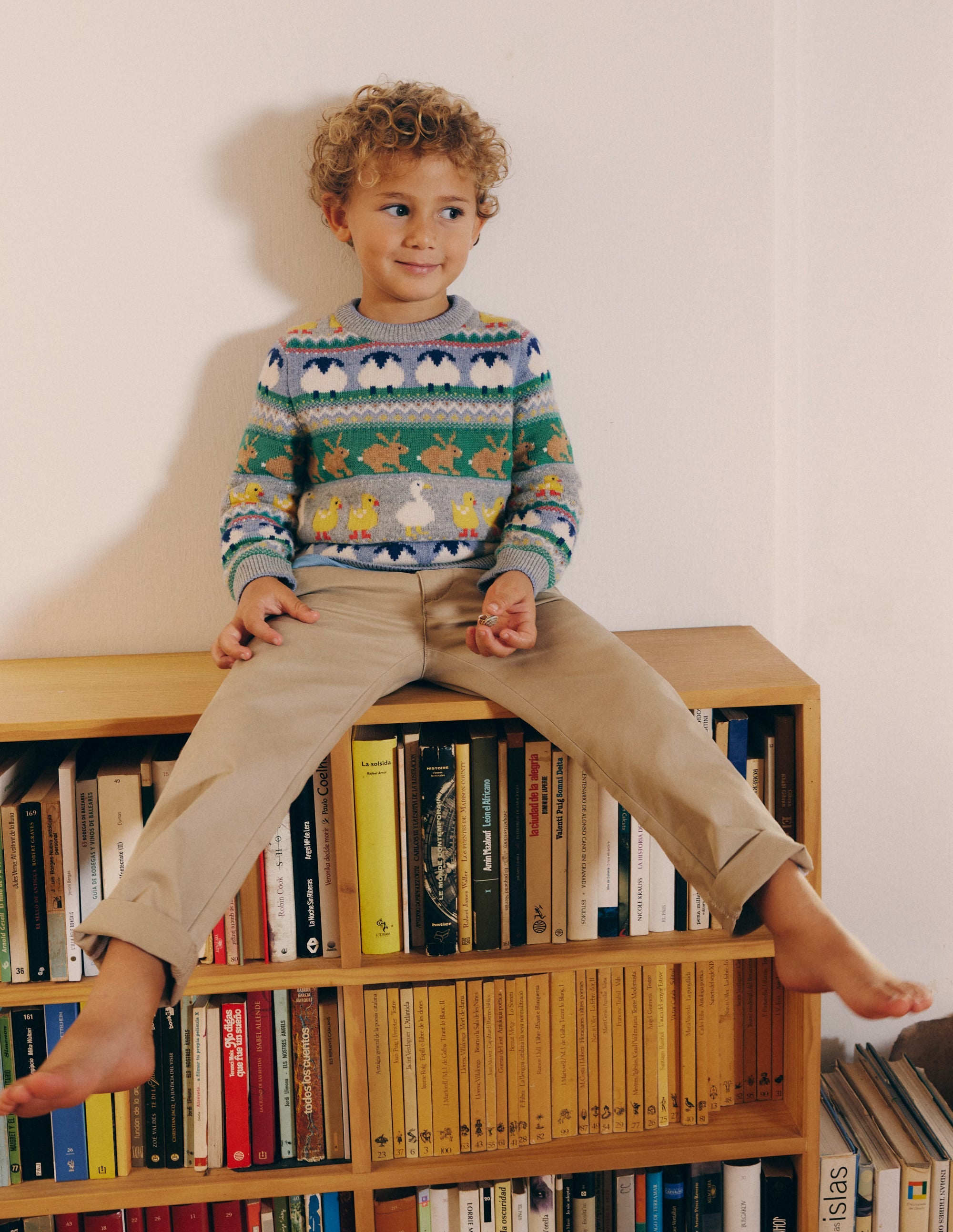 Pull motif jacquard-Pâques gris chiné - Image 4