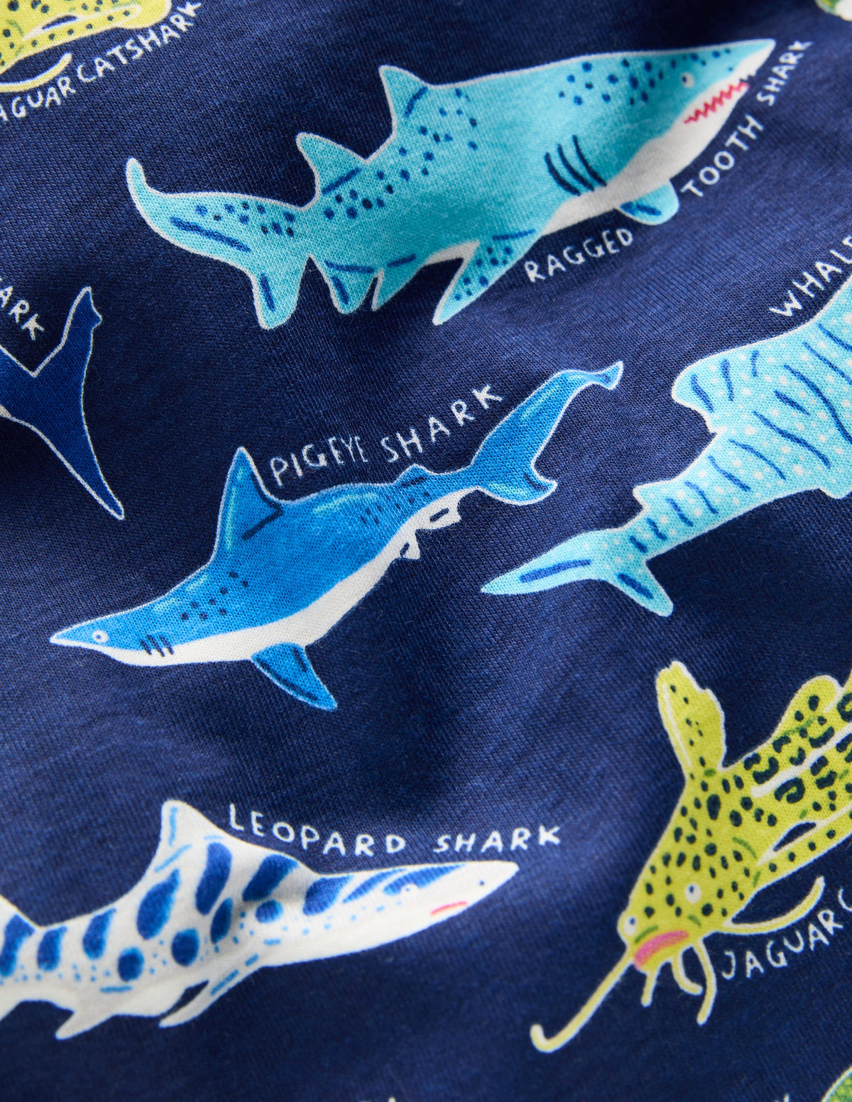 Pyjama court douillet phosphorescent-Requins bleu marine universitaire - Image 3