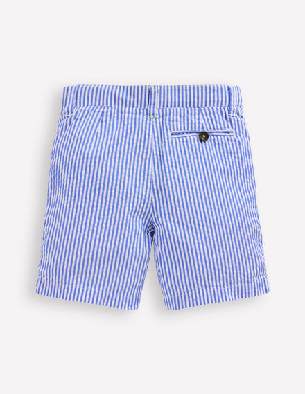 Seersucker-Shorts-Blau Drell Streifen