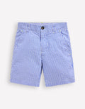 Short en seersucker-Rayé style coutil bleu