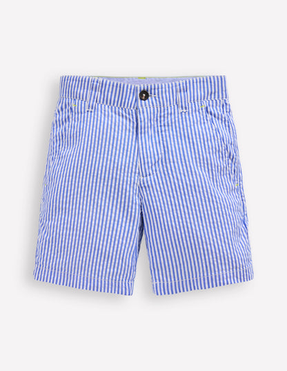 Short en seersucker-Rayé style coutil bleu