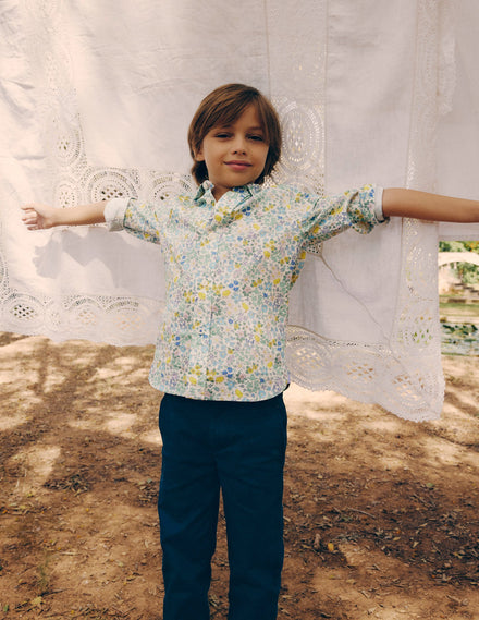 Chemise en coton-Motif floral poussin de Pâques