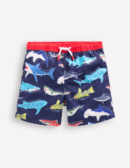 Badeshorts-Schuluniform-Navy, Haie