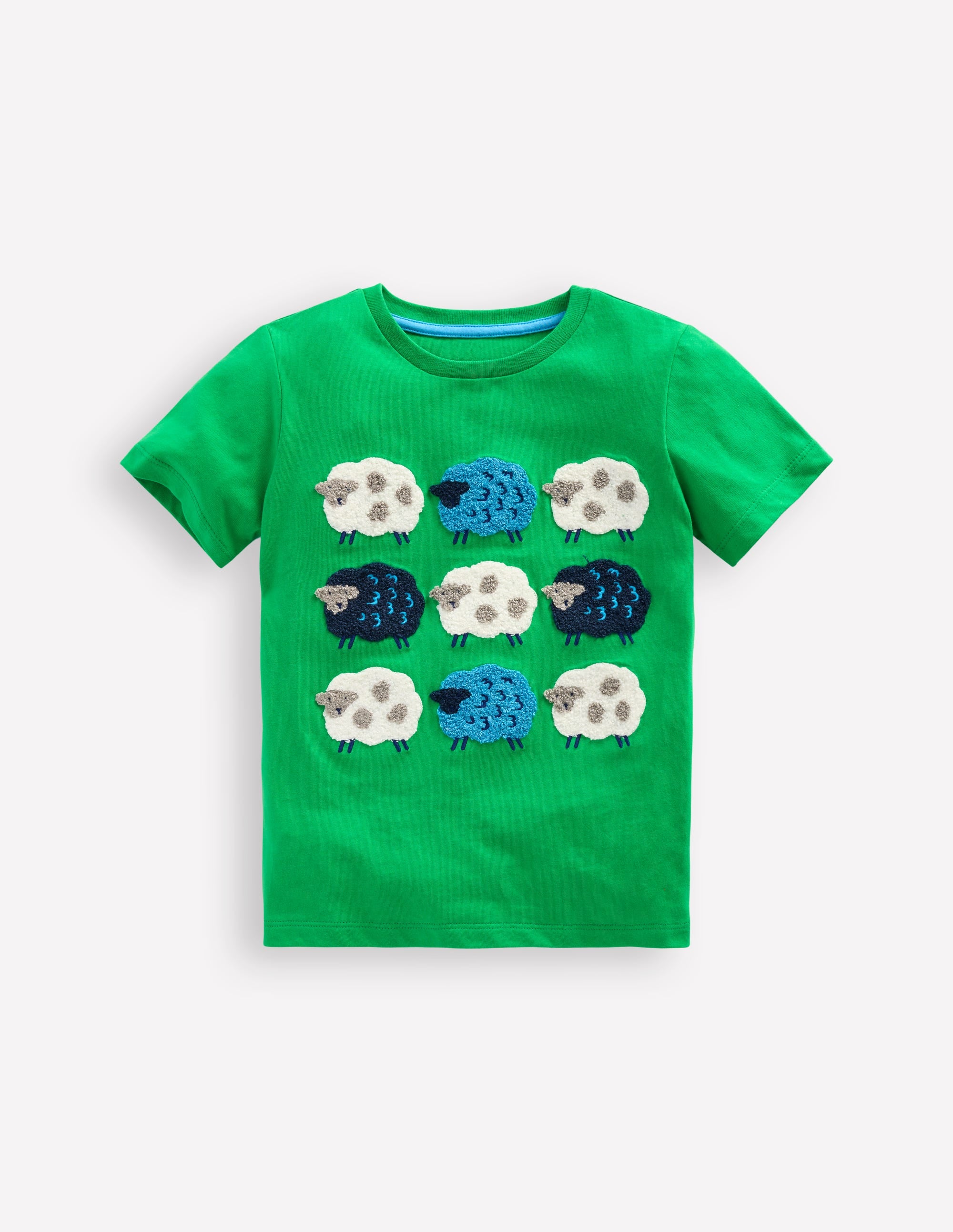 T-shirt manches courtes en bouclé-Mouton vert printemps - Image 1