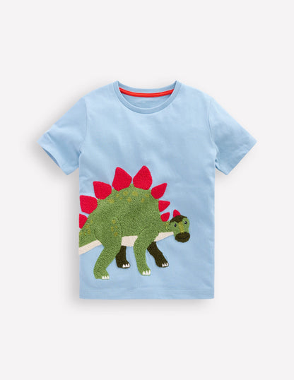 T-shirt manches courtes en bouclé-Dino bleu glacier