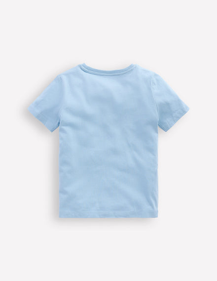 T-shirt manches courtes en bouclé-Dino bleu glacier