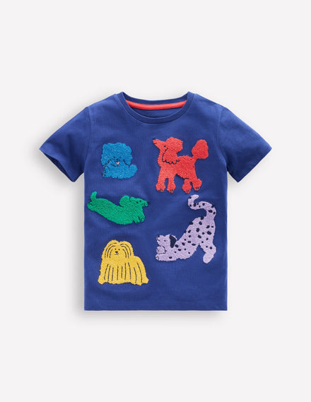 Bouclé-T-Shirt-Segelblau, Hunde