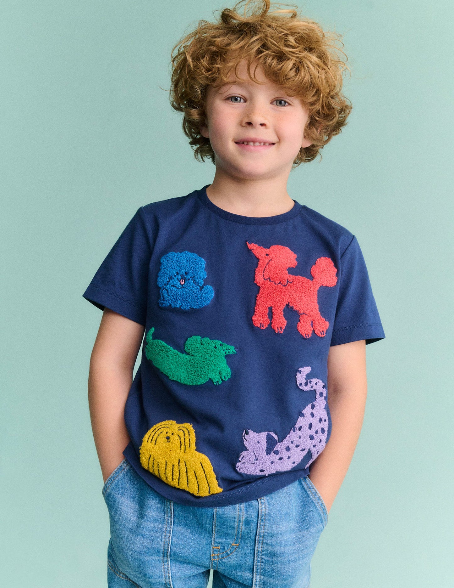 T-shirt manches courtes en bouclé-Chiens bleu tribord