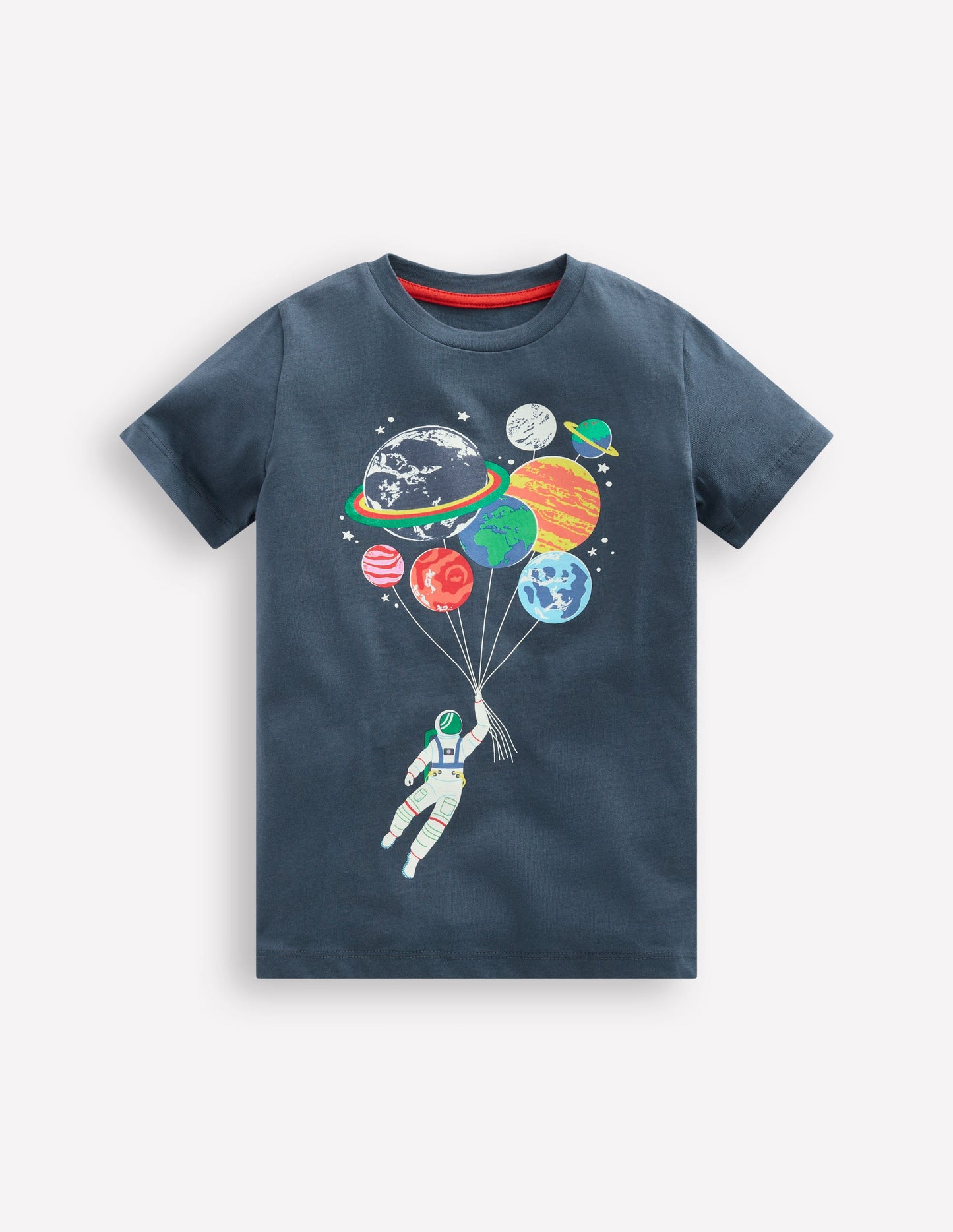 In Dunkeln leuchtendes T-Shirt-Roboter-Blau Raumfahrer Planeten