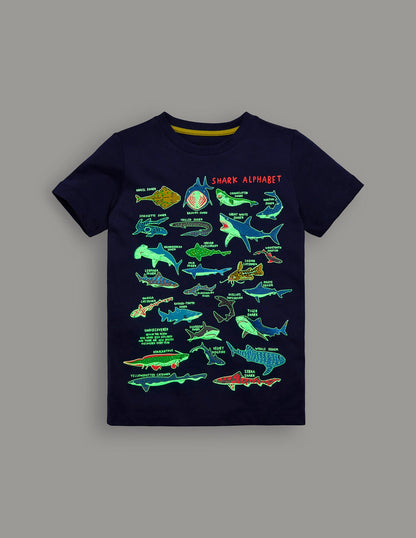 Short Sleeve GITD T-shirt-Starboard Blue Sharks