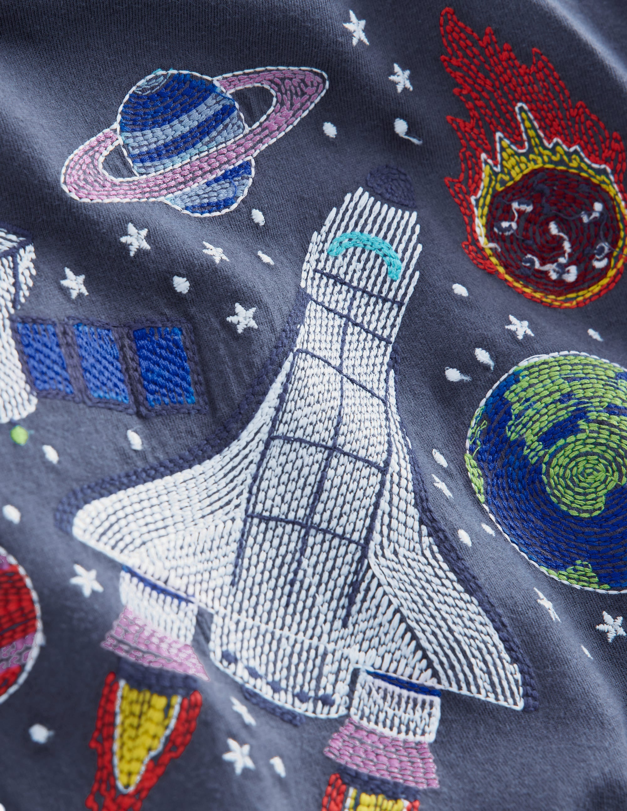 T-shirt phosphorescent à super surpiqûres-Espace bleu robot - Image 3
