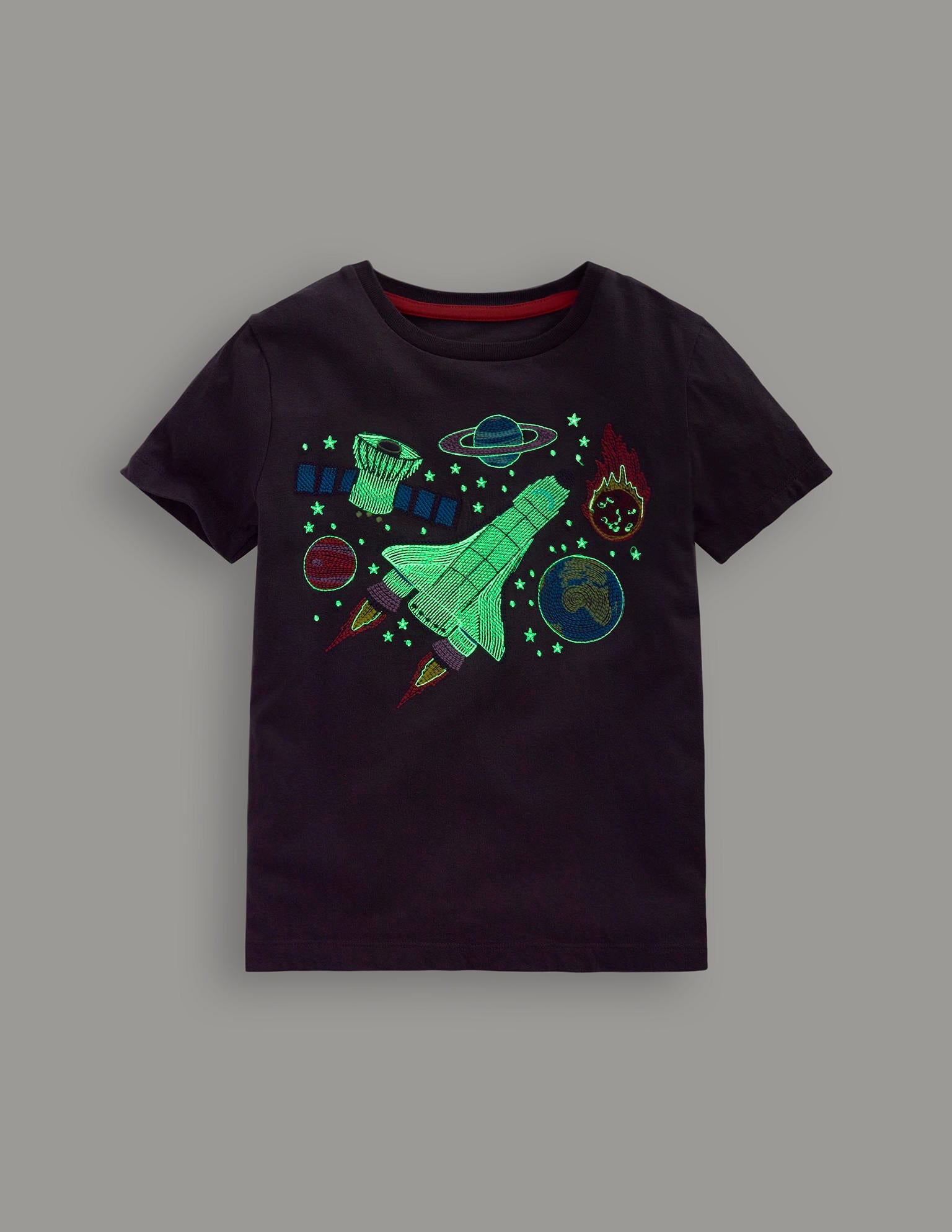 T-shirt phosphorescent à super surpiqûres-Espace bleu robot - Image 4