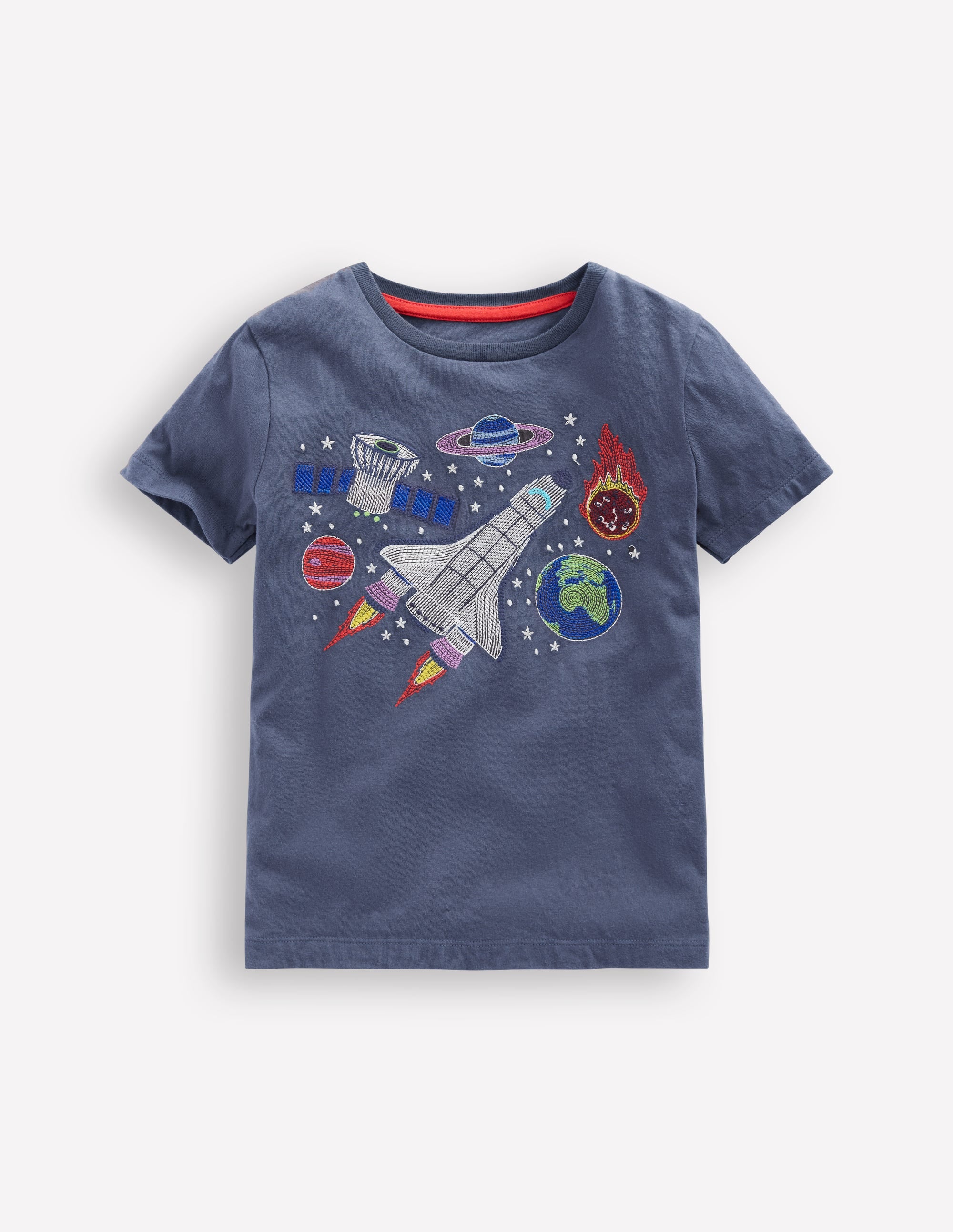 T-shirt phosphorescent à super surpiqûres-Espace bleu robot - Image 1