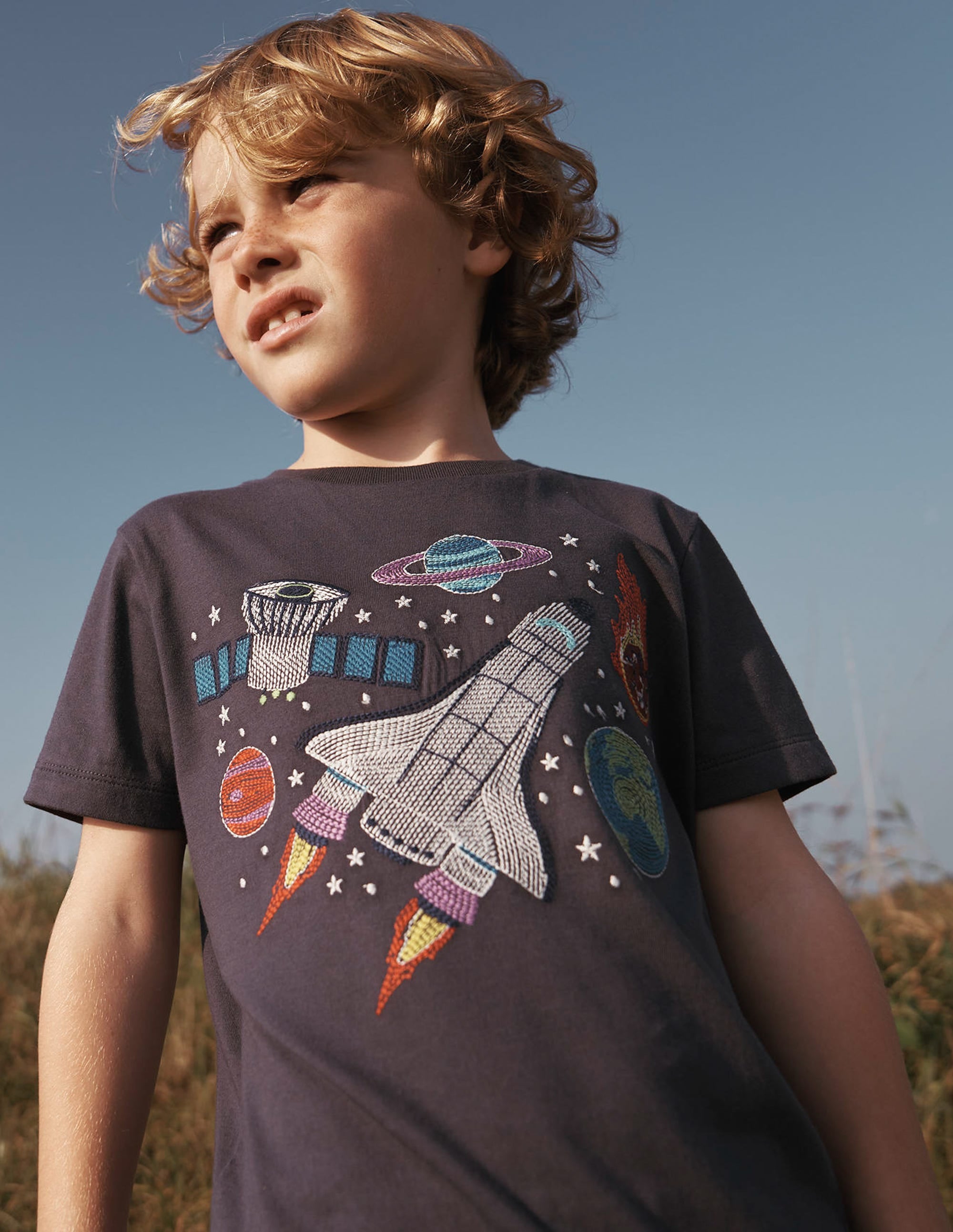 T-shirt phosphorescent à super surpiqûres-Espace bleu robot - Image 5