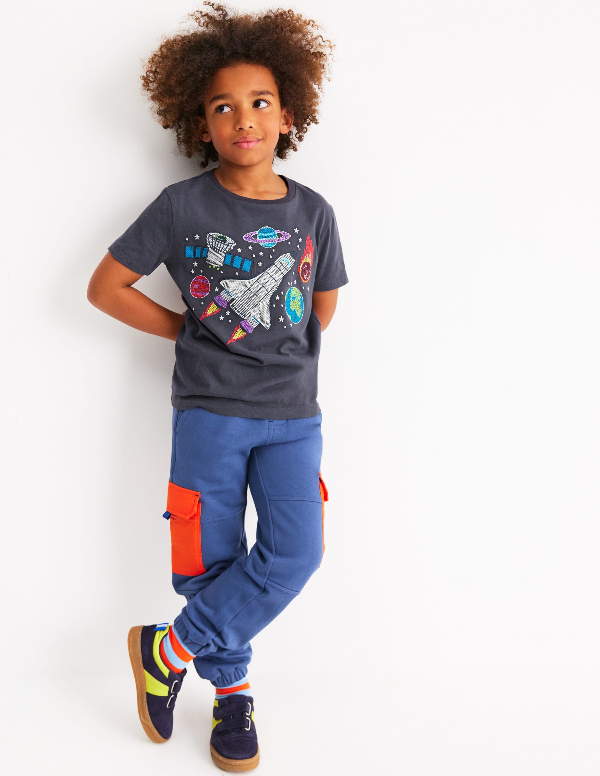 T-shirt phosphorescent à super surpiqûres-Espace bleu robot - Image 6