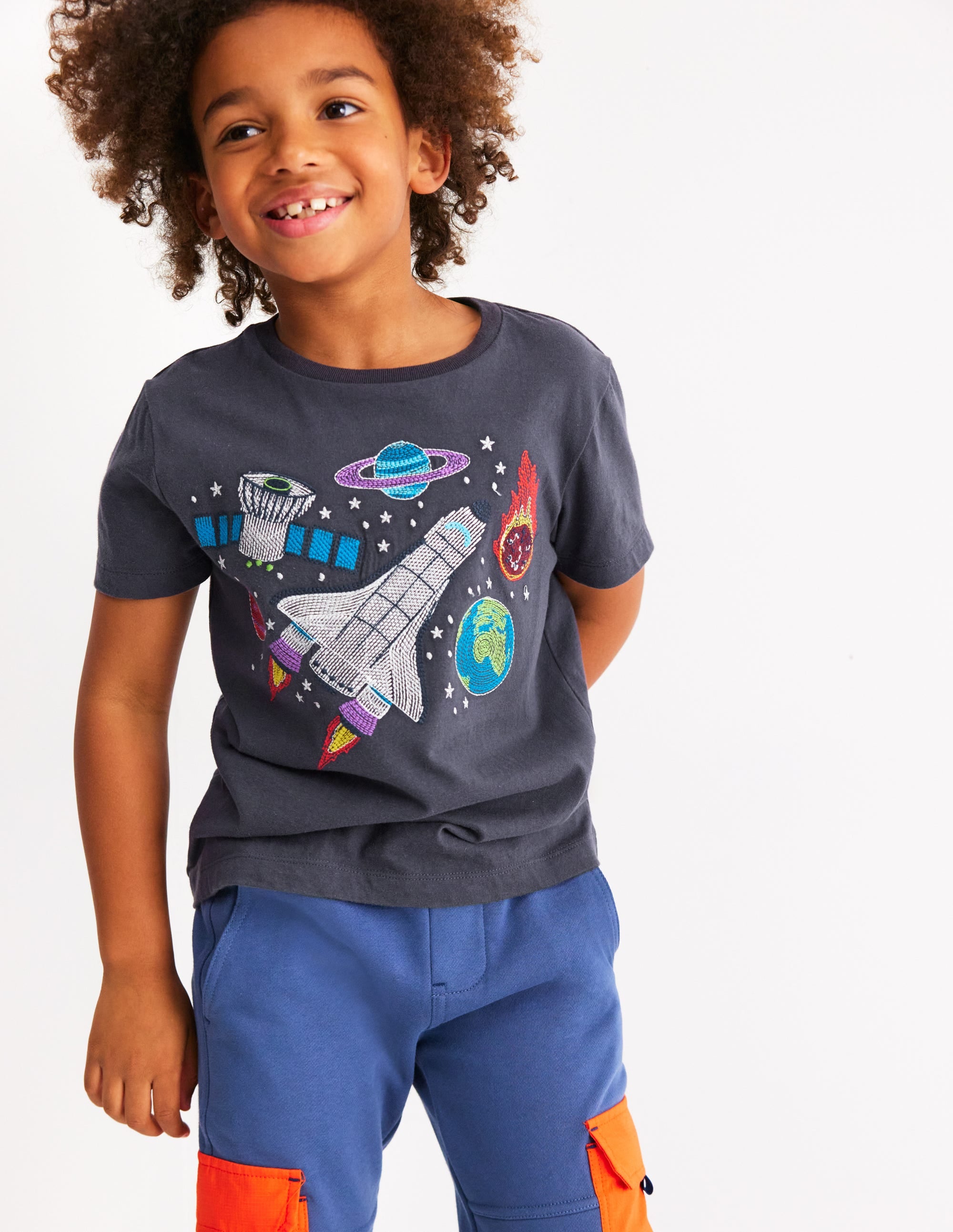 T-shirt phosphorescent à super surpiqûres-Espace bleu robot - Image 7