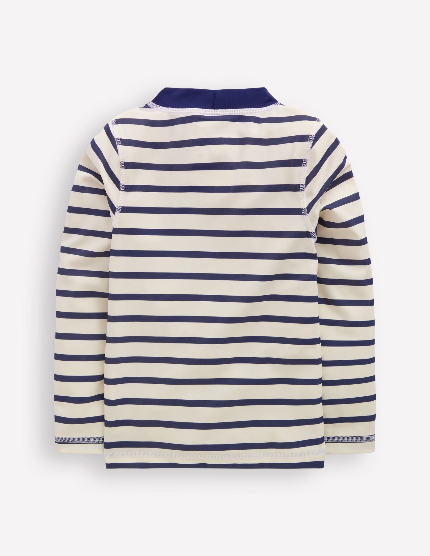 Breton-Badeshirt mit Sonnenschutz-Schuluniform-Marineblau/Naturweiß Gestreift