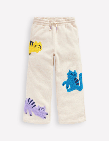 Wide Leg Applique Jogger-Oatmeal Marl Pets