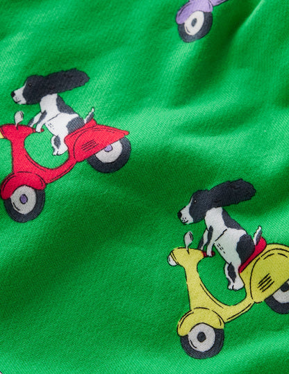 Sweat imprimé-Chiot à scooter vert printemps