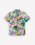 Chemise en coton et lin-Jungle multi ivoire