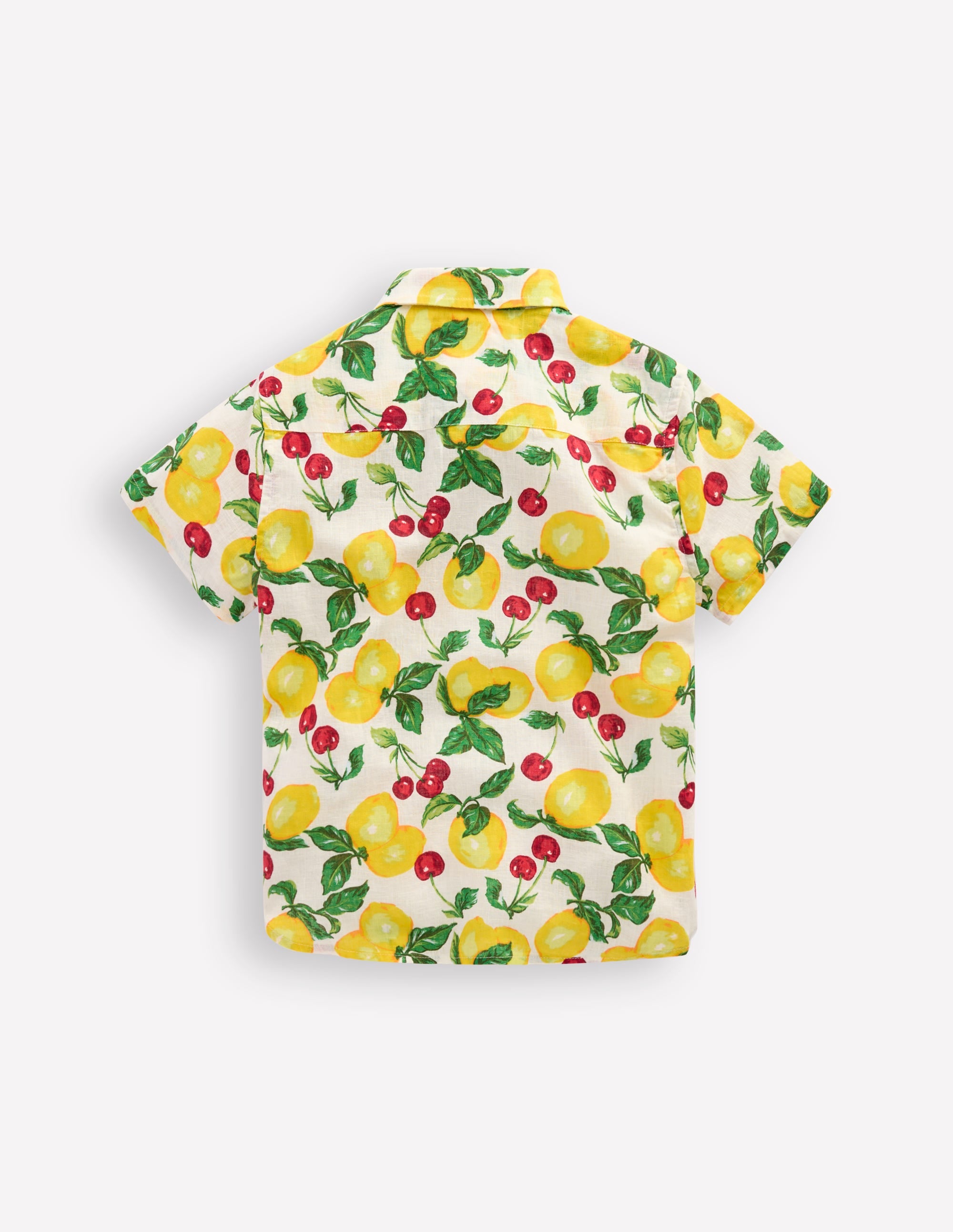 Chemise en coton et lin-Citrons et cerises ivoire doux - Image 2