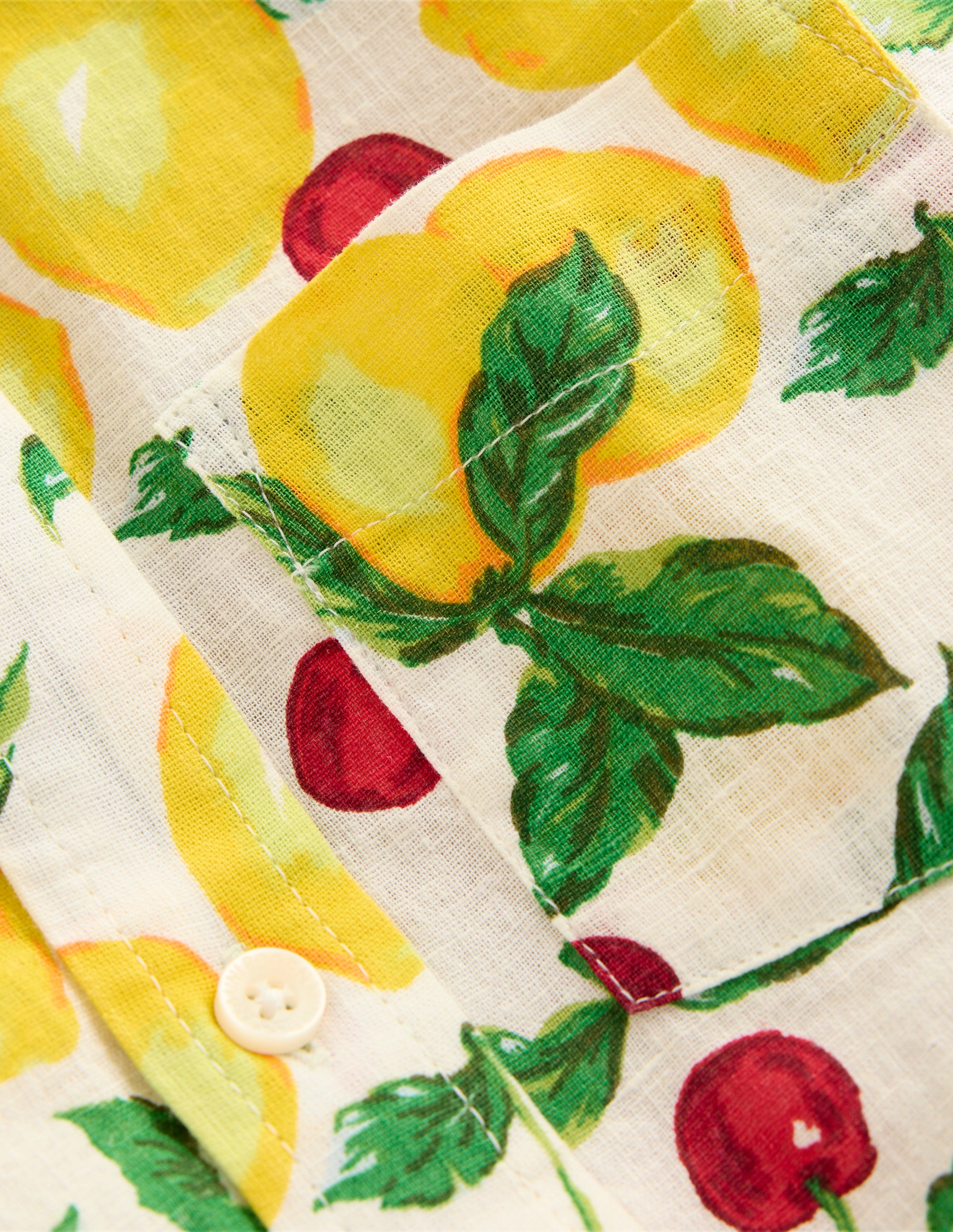Chemise en coton et lin-Citrons et cerises ivoire doux - Image 3