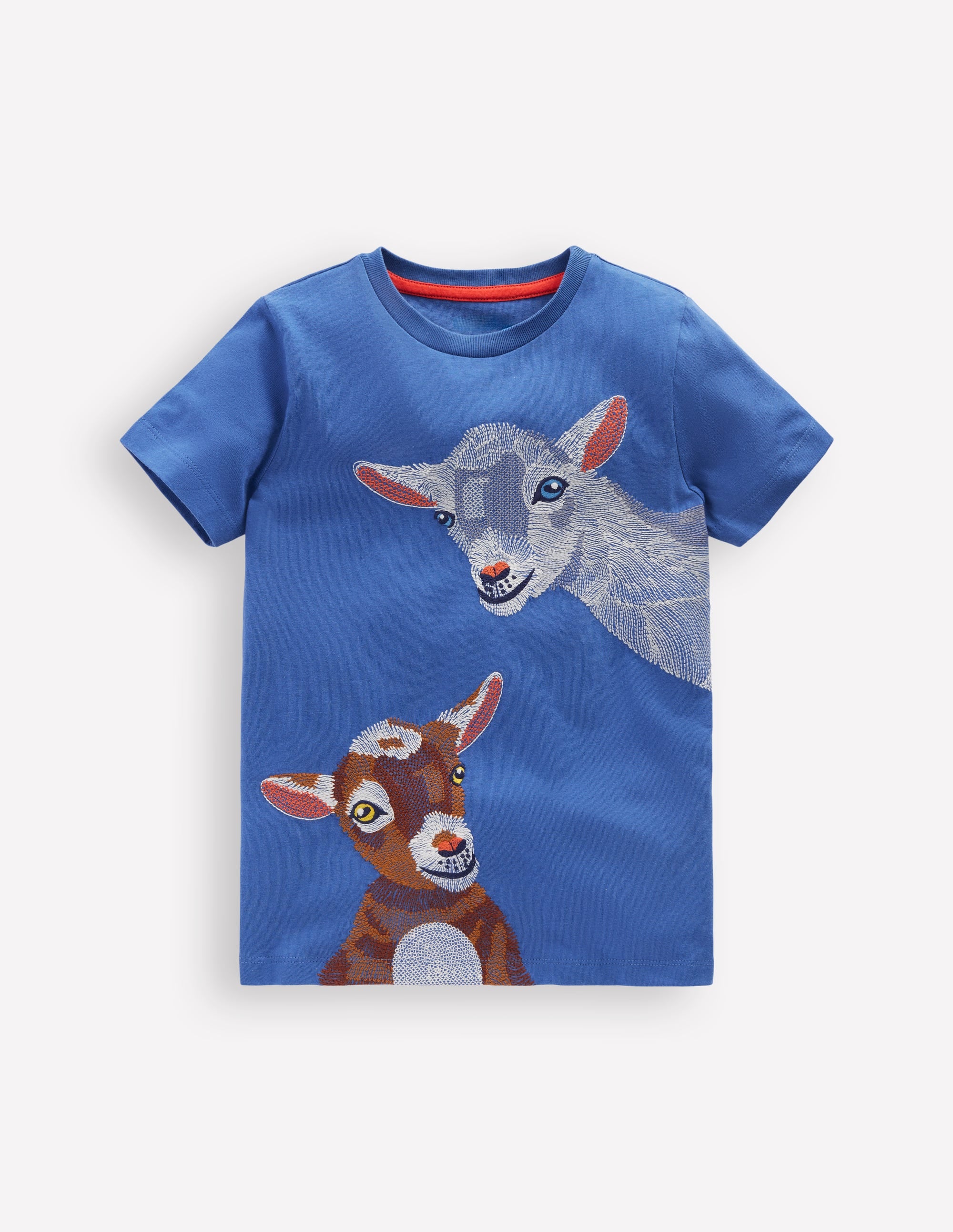 T-shirt à super surpiqûres-Chèvre geai bleu - Image 1