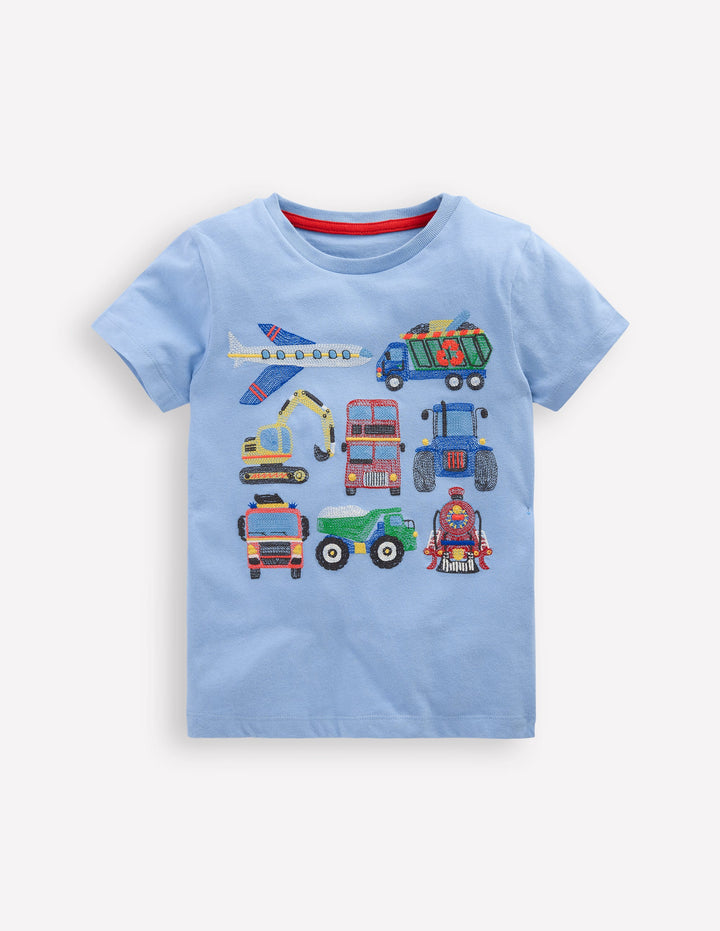 T-Shirt mit Superstitch-Design-Gletscherblau Fahrzeuge