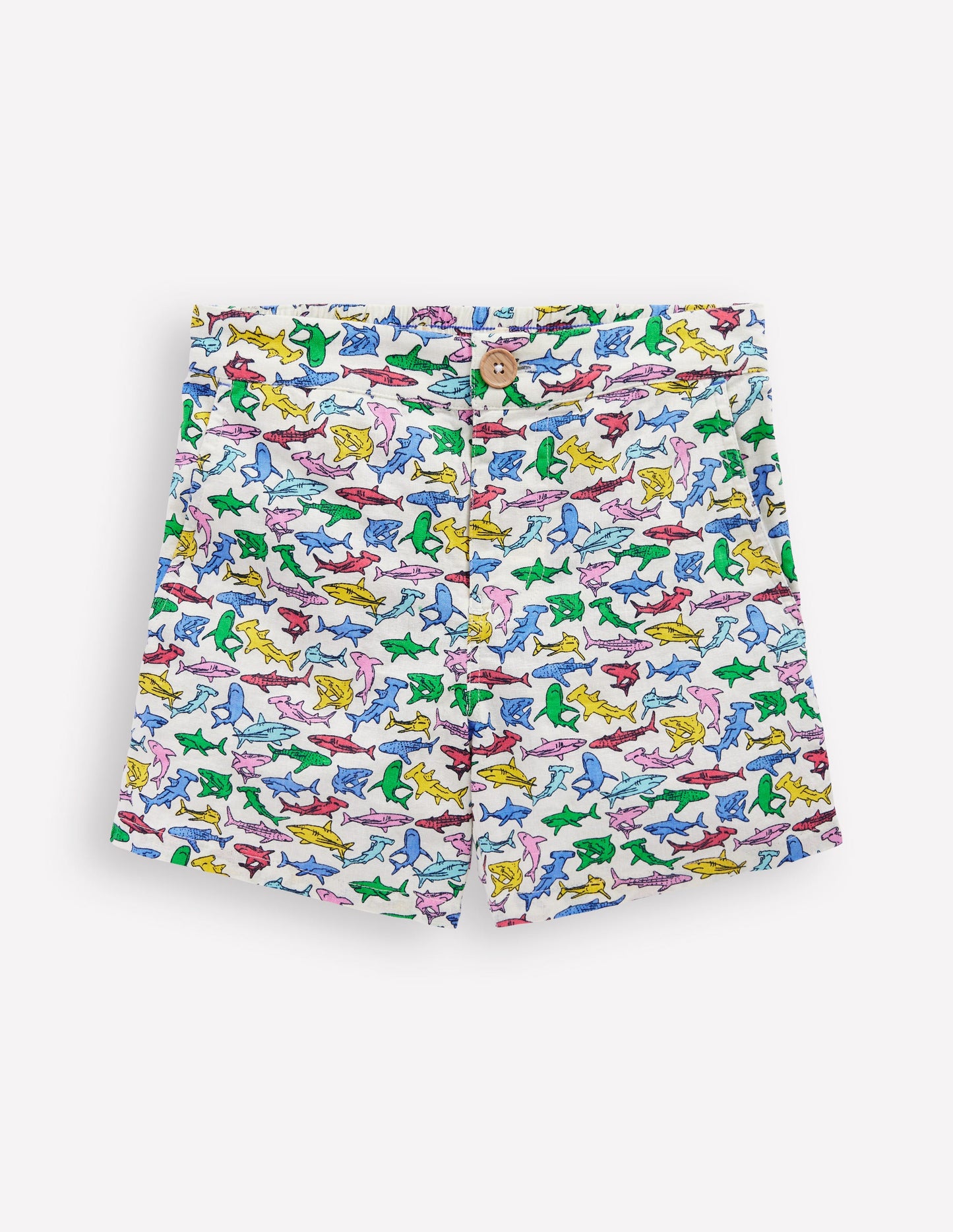 Short en coton et lin-Requins micro multi