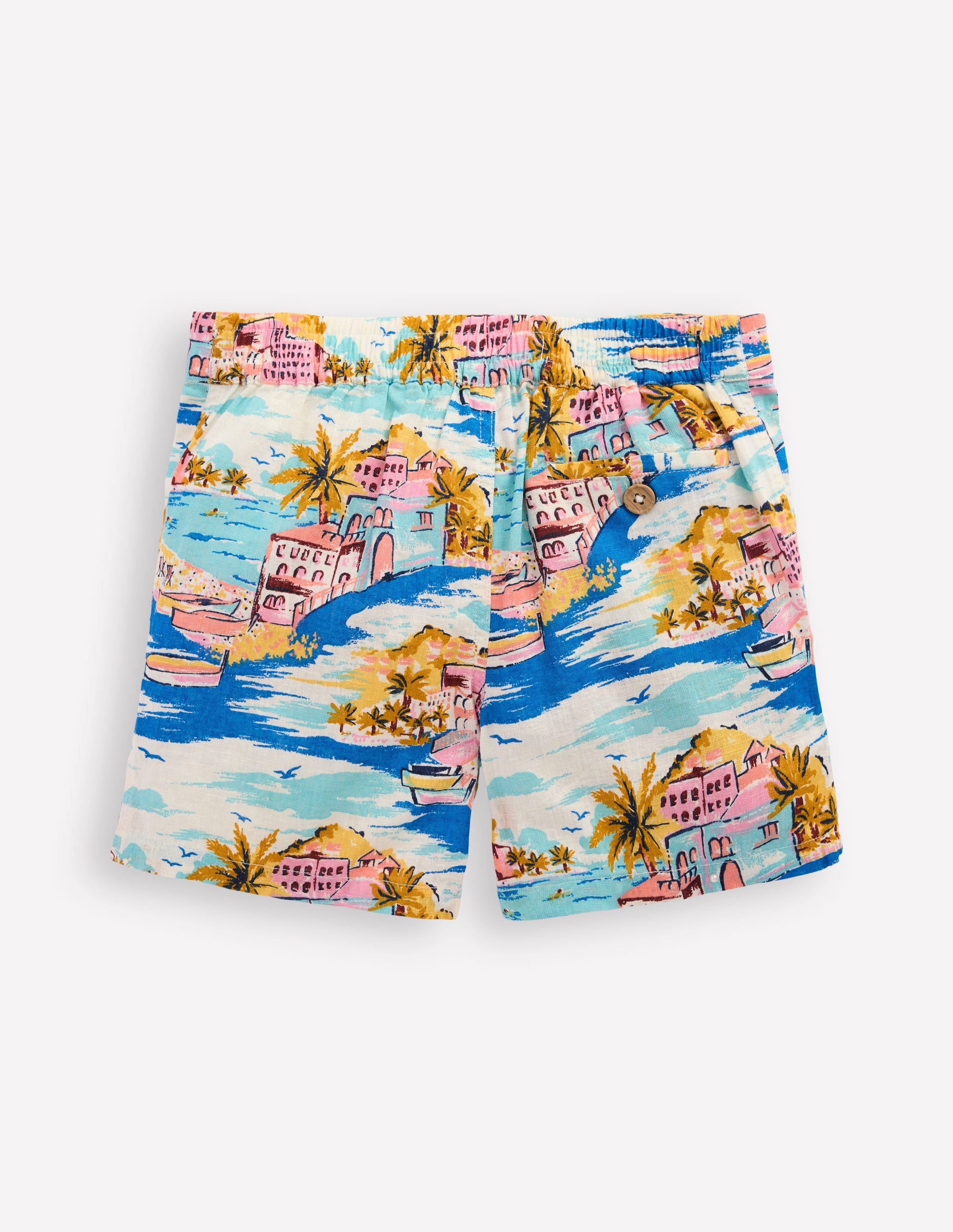 Short en coton et lin-Paysage littoral multi - Image 2