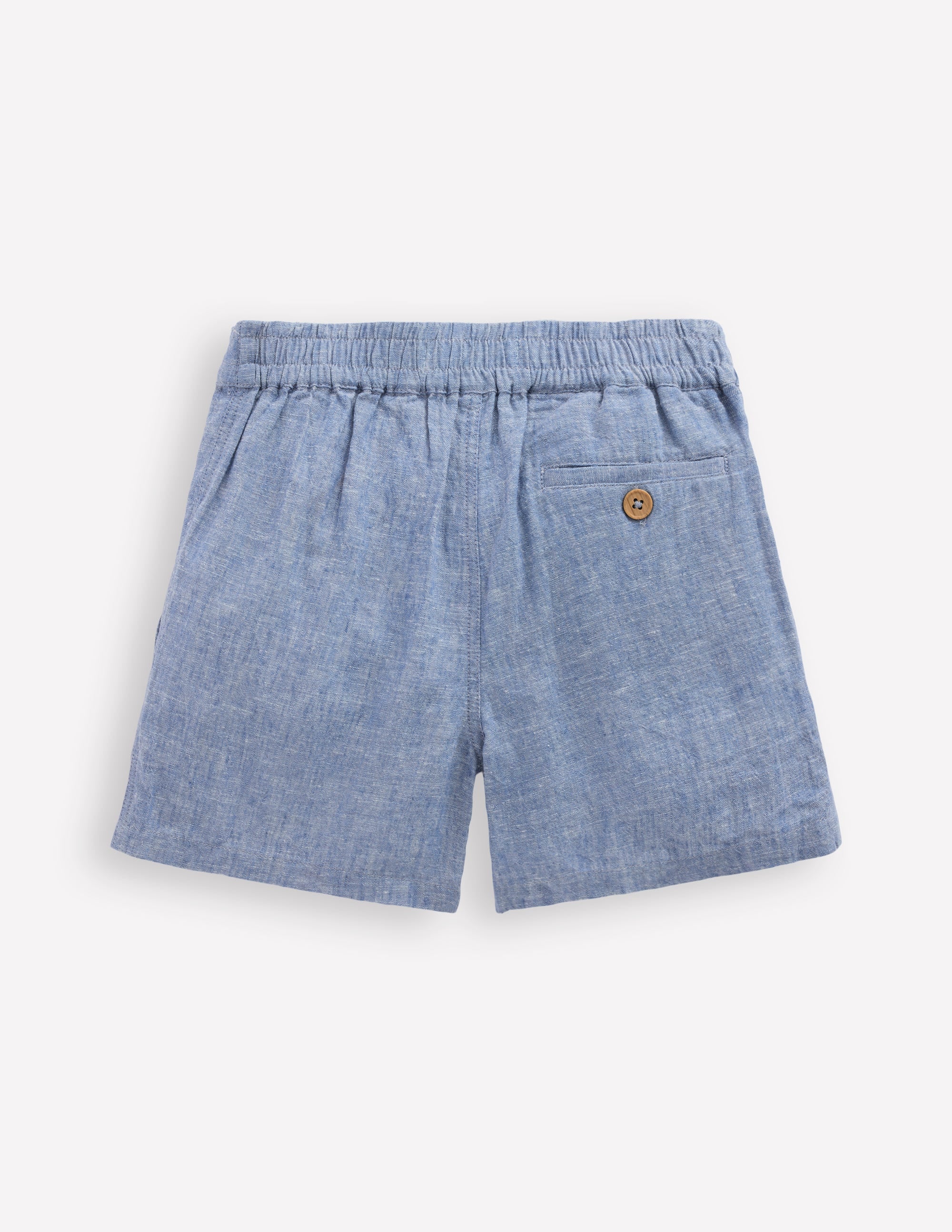 Shorts aus Baumwollleinen-Blauer Faux-Uni - Image 2