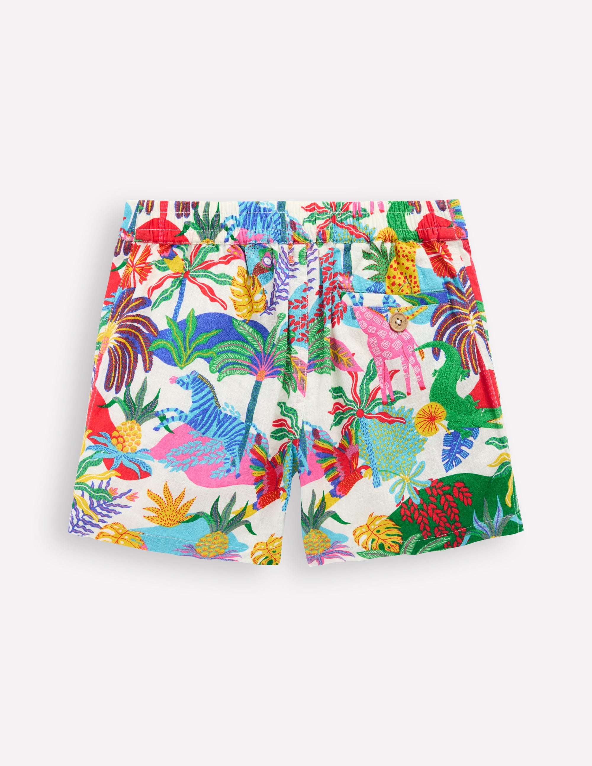 Short en coton et lin-Jungle multi ivoire - Image 2