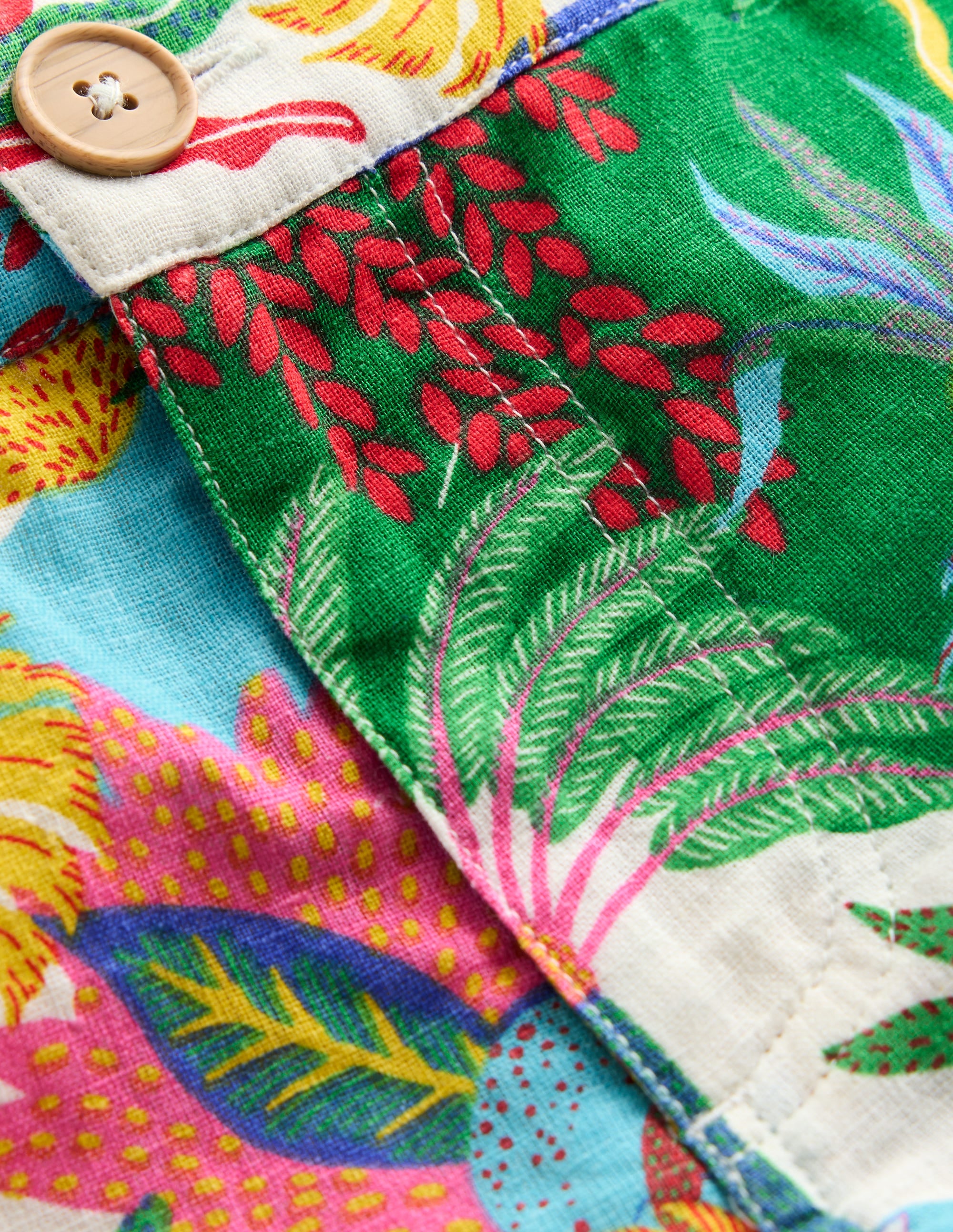 Short en coton et lin-Jungle multi ivoire - Image 3