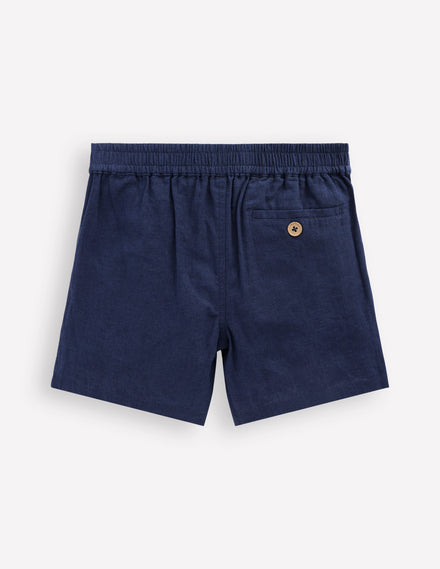 Short en coton et lin-Bleu Marine, Petits Pois