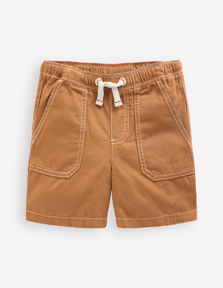 Pull-On Cotton Shorts-Butterscotch Brown