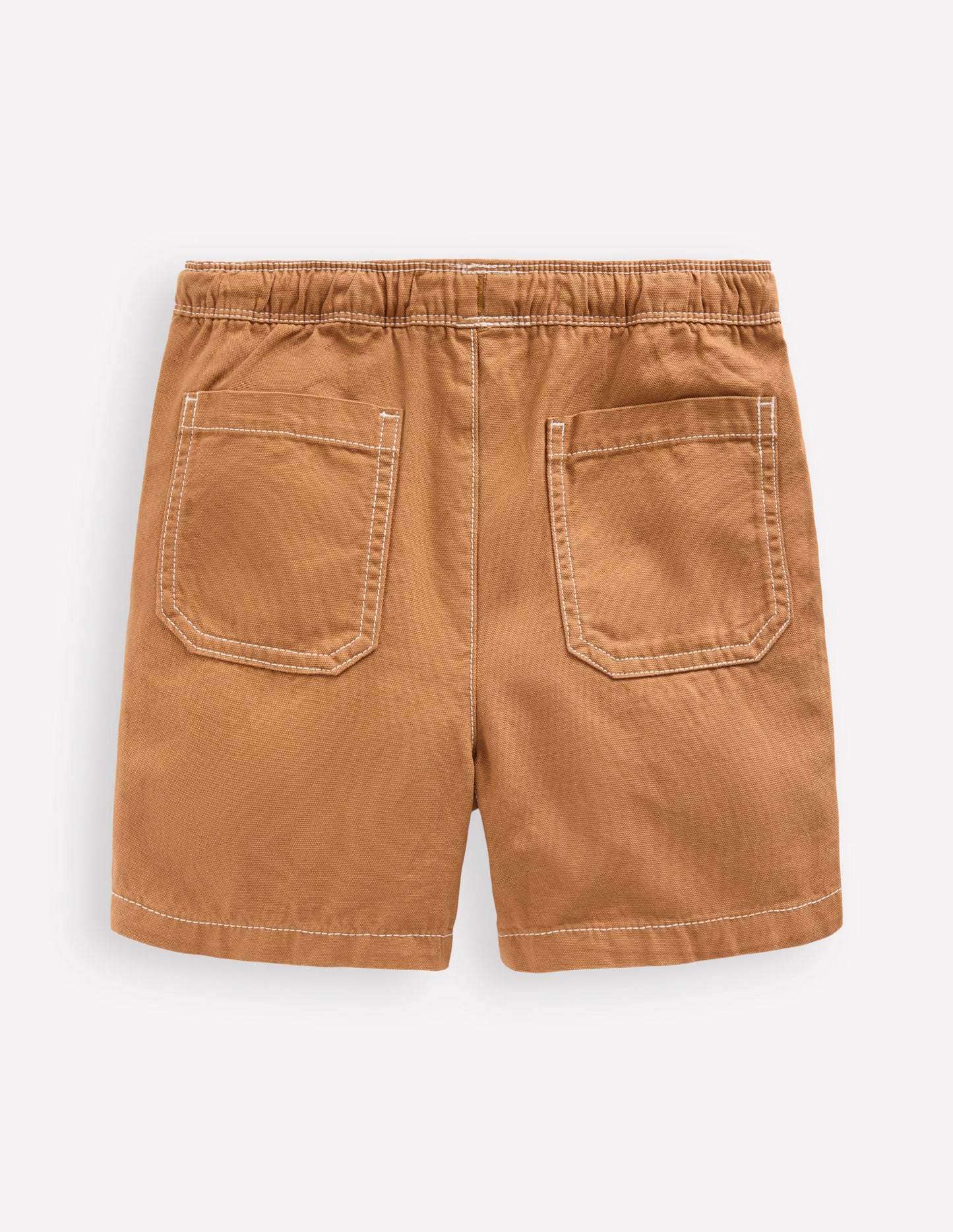 Short en coton à enfiler-Brun caramel