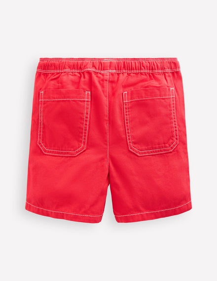 Pull-On Cotton Shorts-Jam Red