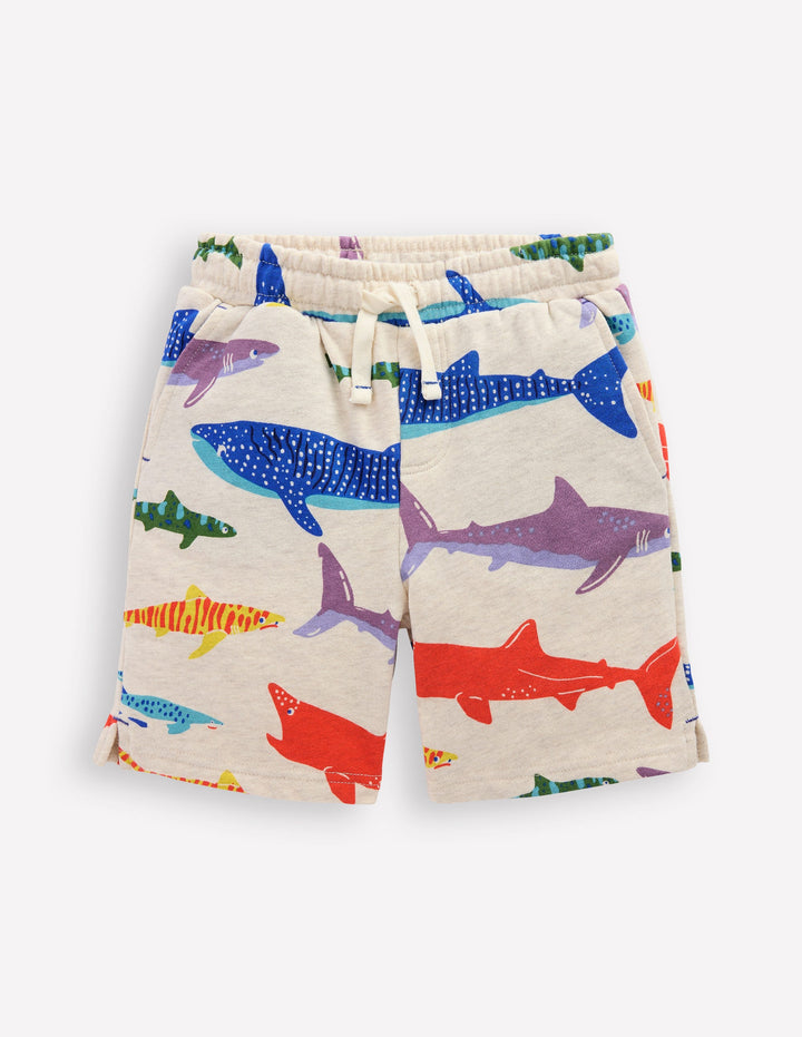 Printed Shorts-Oatmeal Marl Riso Shark