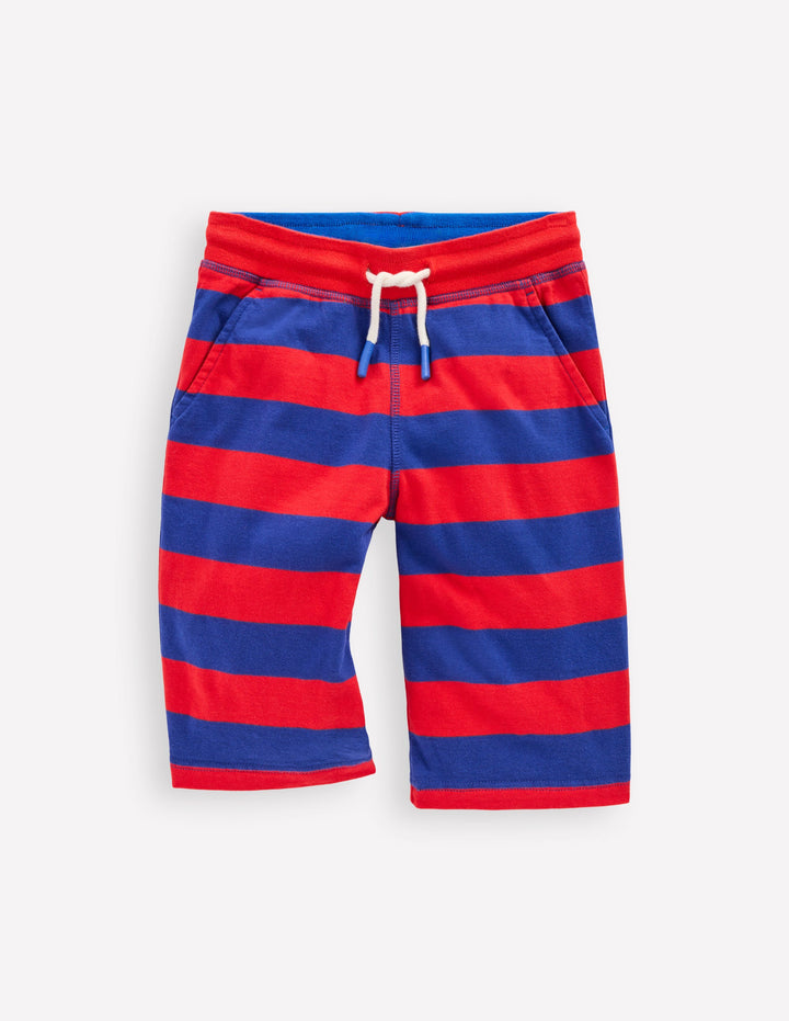 Baggyshorts aus Jersey-Mohnblumenrot/Saphirblau