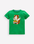 T-Shirt mit Applikation-Blassgrün Meerschweinchen