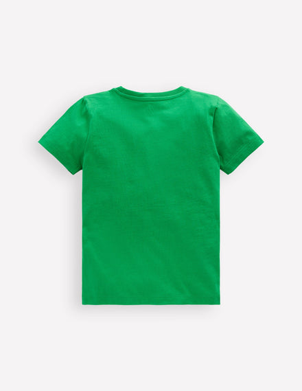 T-shirt manches courtes à appliqué-Cochon d'Inde vert printemps