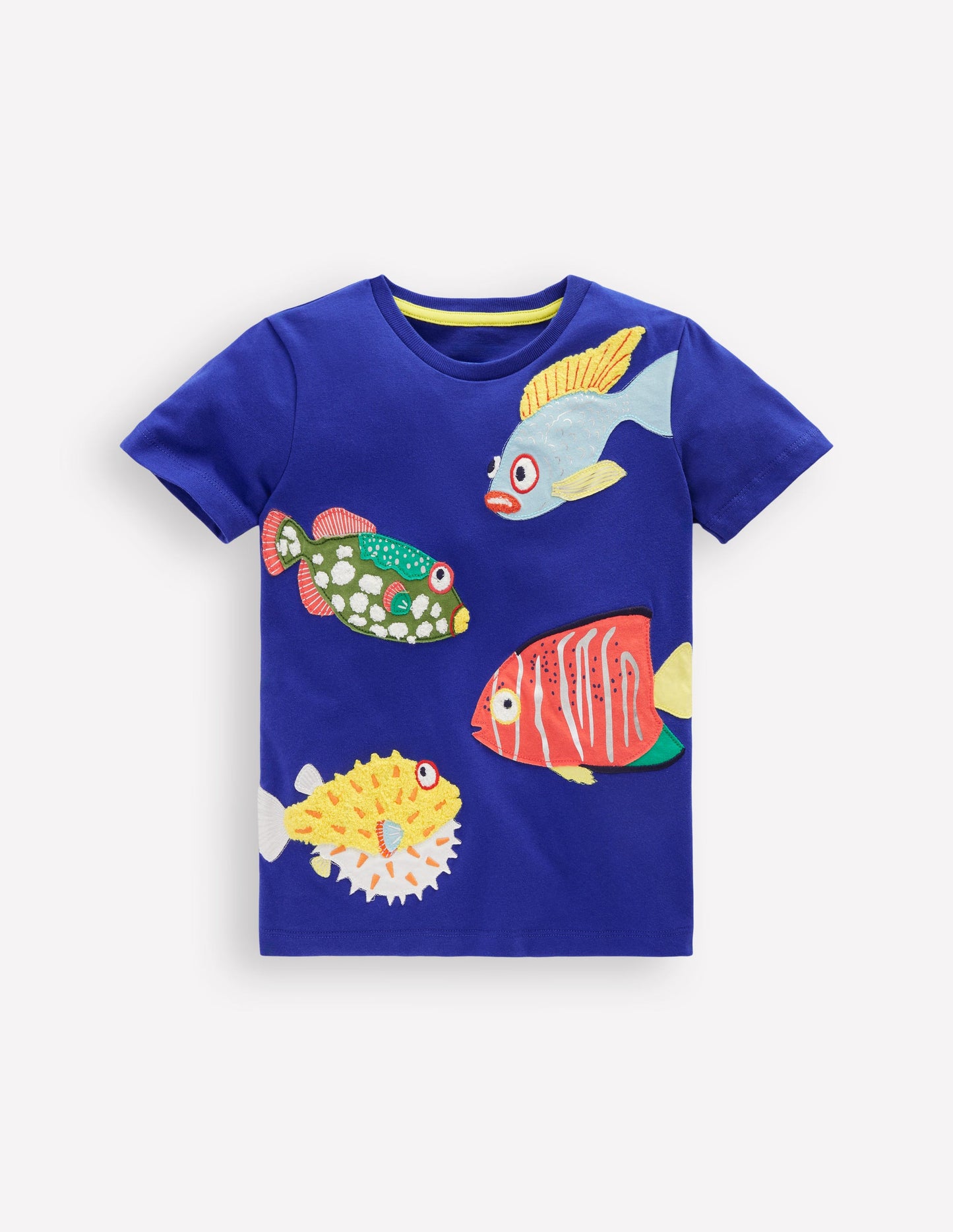 T-shirt manches courtes à appliqué-Poisson bleu saphir