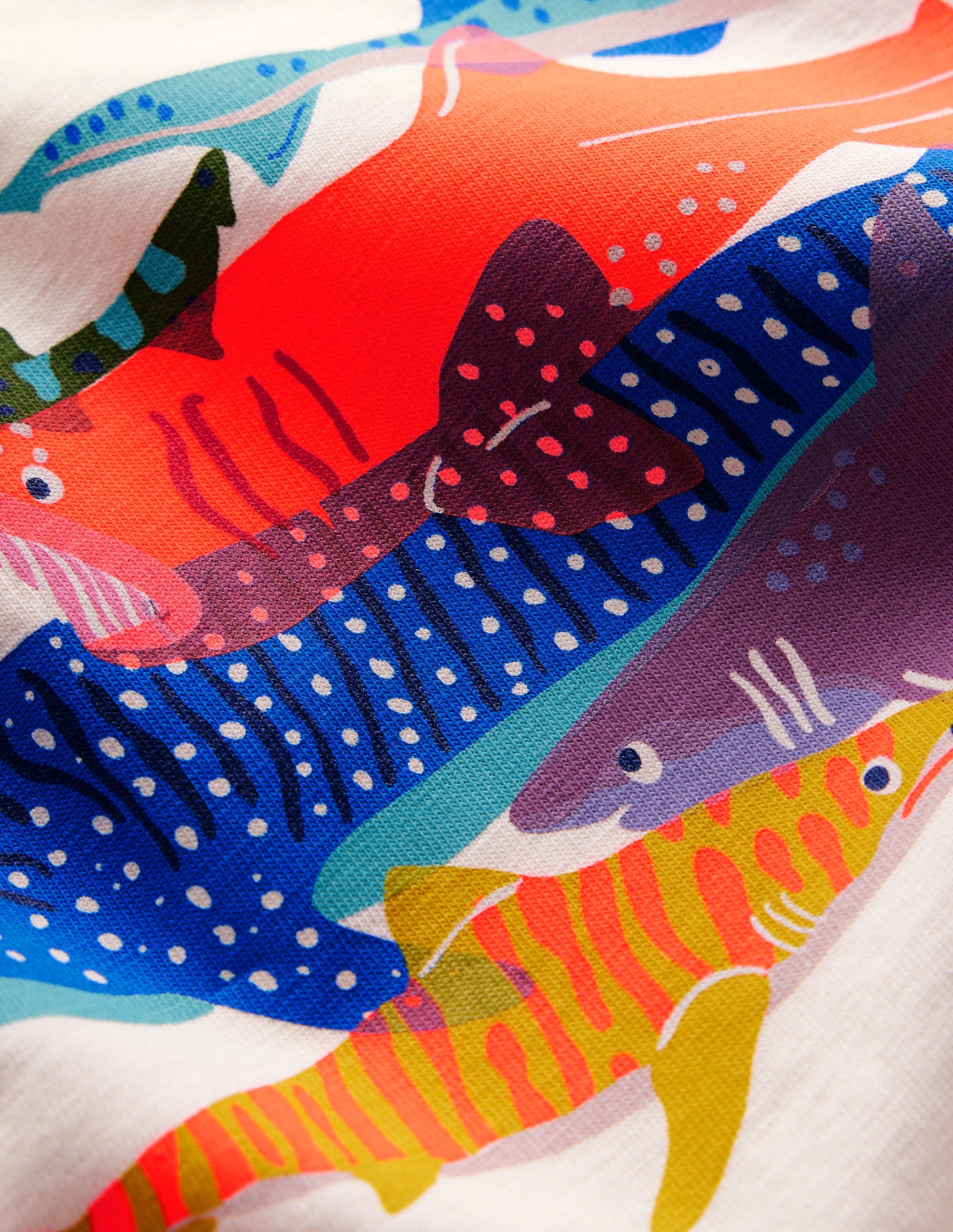 T-shirt manches courtes à imprimé riso-Requins ivoire doux - Image 3