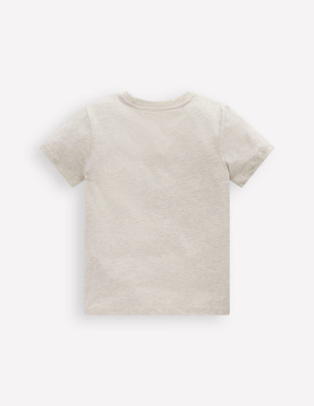 Short Sleeve Printed T-Shirt-Oatmeal Marl Silly Vehicles