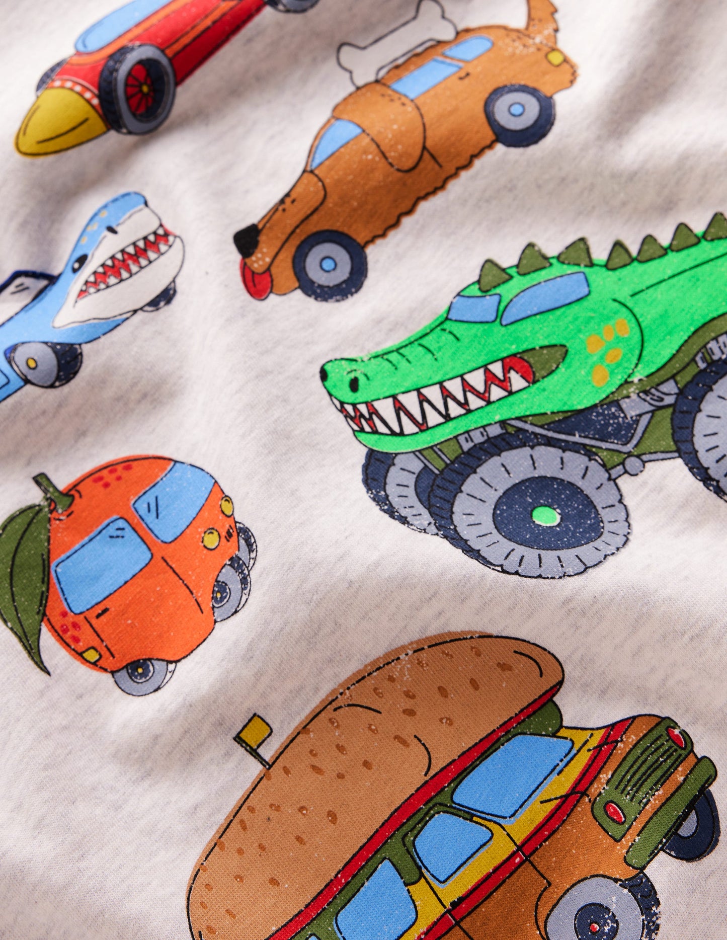 T-shirt imprimé à manches courtes-Motif Silly Vehicles avoine chiné