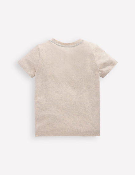 T-Shirt mit Druck-Haferbeige Meliert Raketen