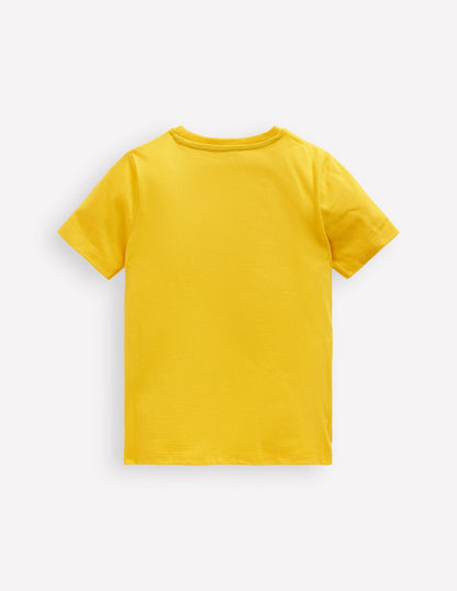 T-shirt à point de chaînette-Pelleteuse jaune ananas