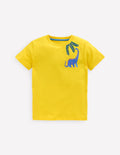 T-Shirt mit Druck auf Vorder- und Rückseite-Ananasgelb Dino