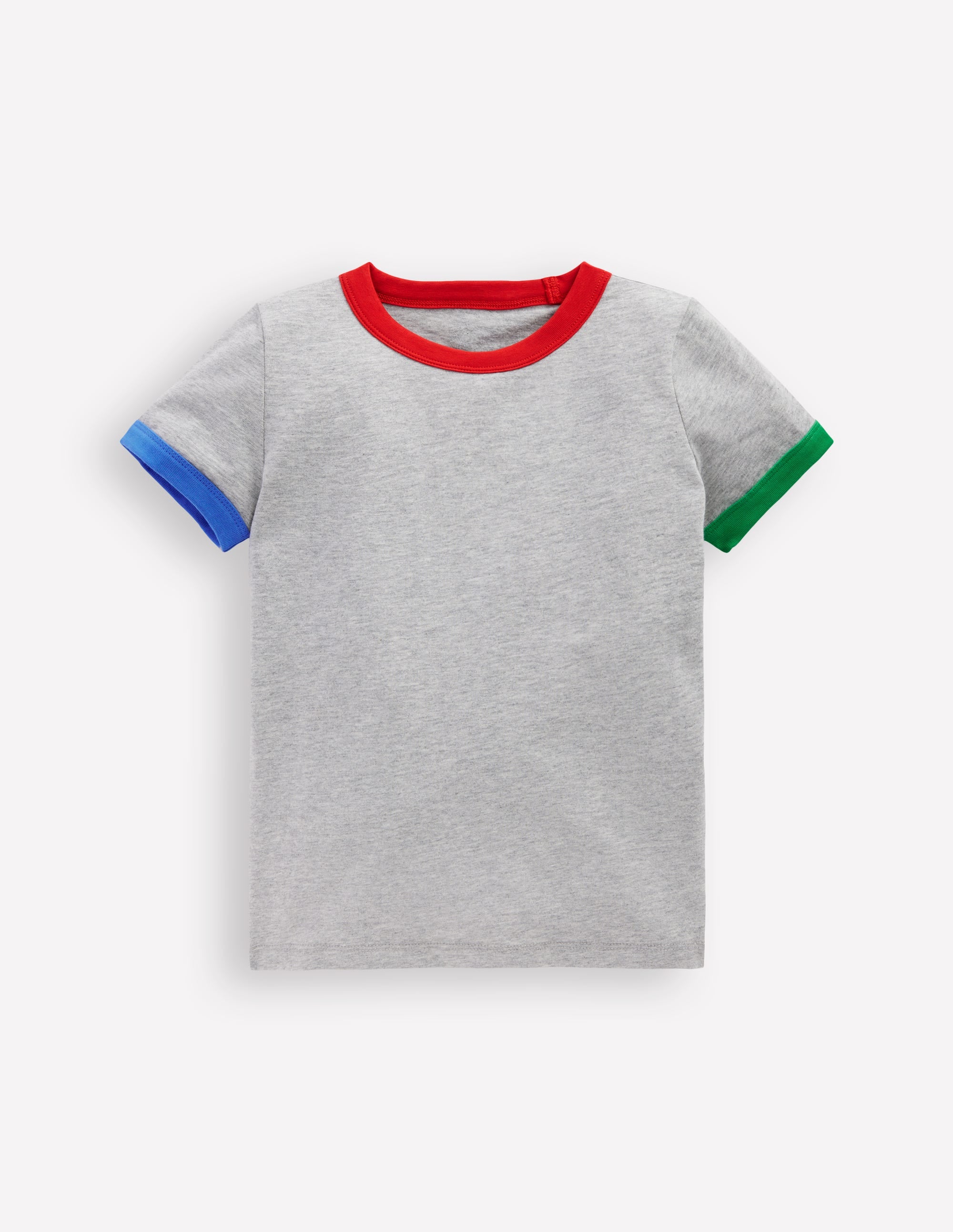 T-shirt à bordures contrastantes-Gris chiné - Image 1